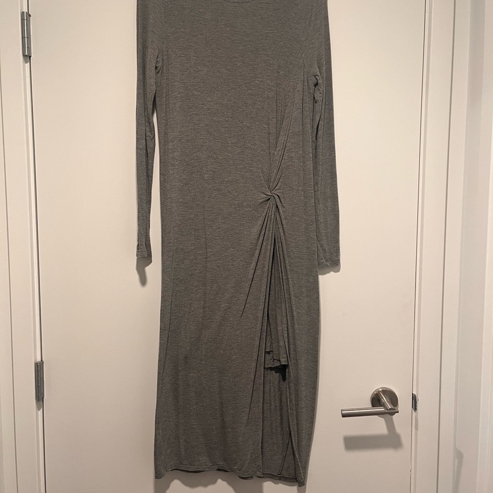 BCBGMaxAzria Gray Ruched Wrap Dress